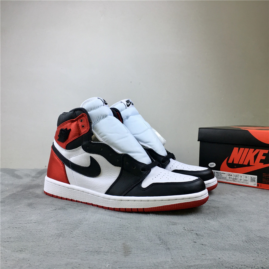 2019 Air Jordan 1 satin WMNS BLACK TOE Shoes - Click Image to Close